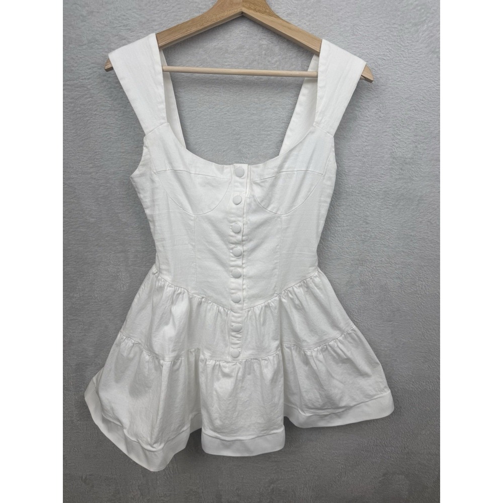 Vintage Shop White Milkmaid Babydoll Corset Dress Tiered Ren Faire Cottagecore M